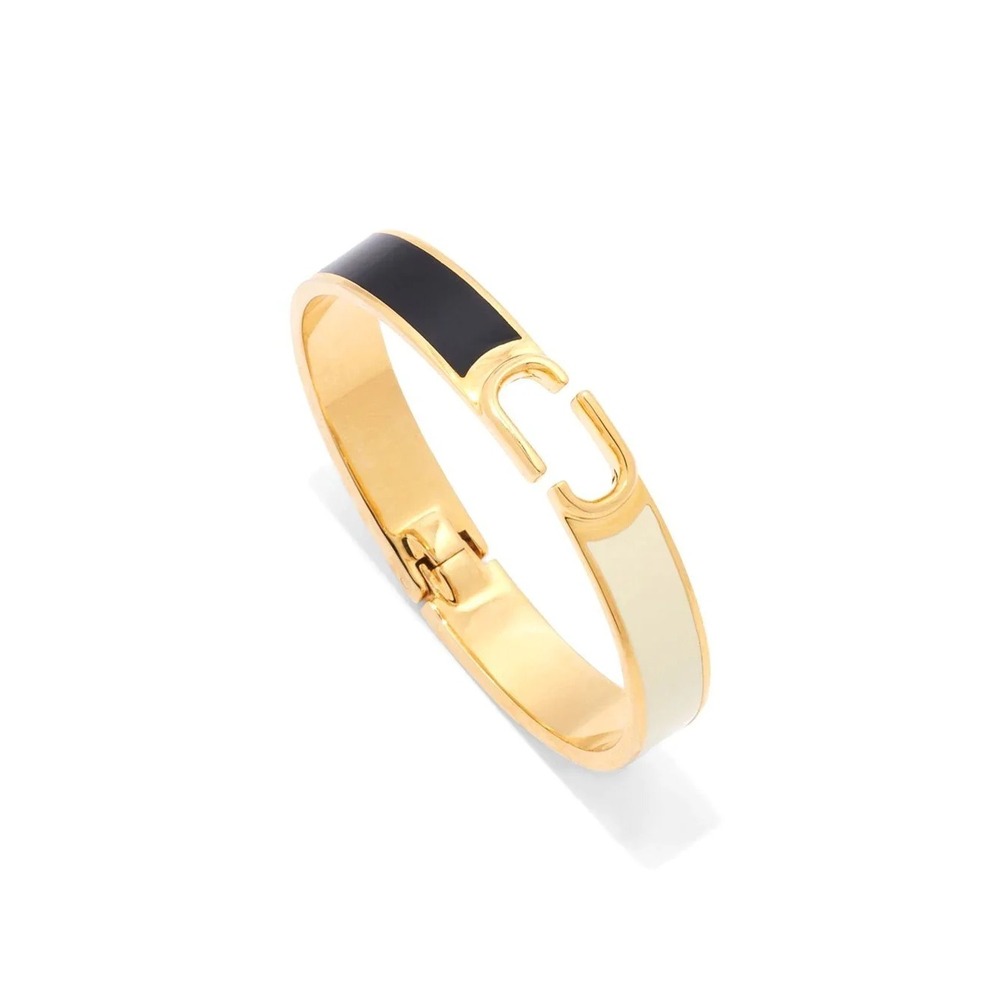 Marc Jacobs The Medallion Bangle Bracelet Gold Black Cream J103MT8PF22-001 New‎